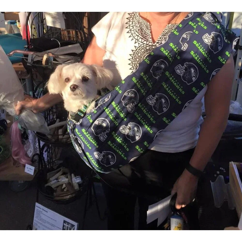 SeaHawks Pet Sling Carrier Bag Dog Crossbody Shoulder Bag Handmade NEW